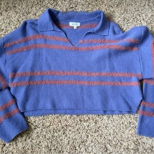 MARBLE Lavender and Coral Textured Cropped Sweater